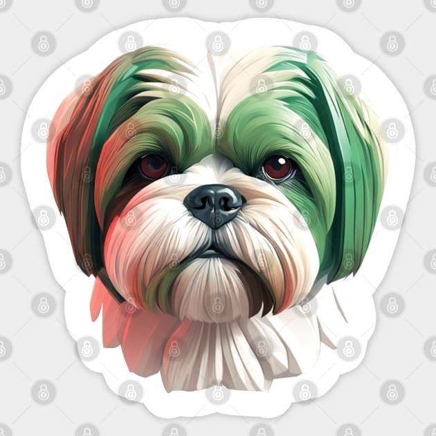 Dog Shih Tzu Face Greener art Sticker by Welcraft Design